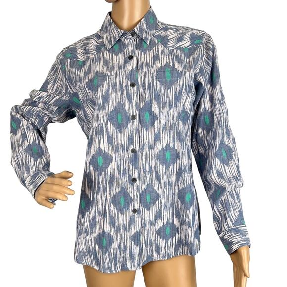 Ariat Women’s Billie Jean Button Up Shirt Blue Green Size S NWOT Western Boho - Picture 1 of 9